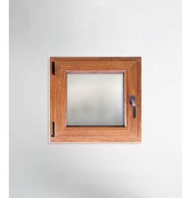 Janela PVC 60x60cm Oscilobatente Esquerda Carvalho Dourado Vidro Duplo Fosco Liso Aluplast