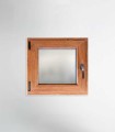 Janela PVC 60x60cm Oscilobatente ESQUERDA Carvalho Dourado Vidro Duplo FOSCO LISO ALUPLAST