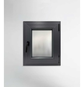 Janela PVC 50x60cm Oscilobatente Direita Antracite Vidro Duplo Fosco Liso Aluplast