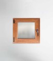 Janela PVC 50x50cm Oscilobatente ESQUERDA Carvalho Dourado Vidro Duplo FOSCO LISO