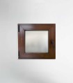 Janela PVC 50x50cm Oscilobatente ESQUERDA Nogueira Vidro Duplo FOSCO LISO