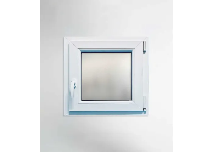 Janela PVC 60×60 cm Oscilobatente vidro duplo fosco | Aluplast A+