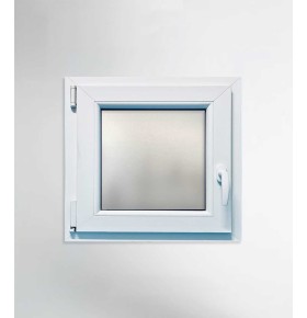 Janela PVC 60×60 cm Oscilobatente vidro duplo fosco | Aluplast A+