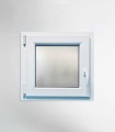 Janela PVC 60x60cm Oscilobatente ESQUERDA Vidro Duplo FOSCO LISO ALUPLAST