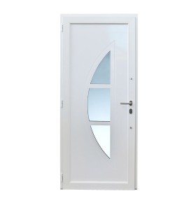 Porta de entrada PVC VEKA PLUS 6 por medida Luna bicolor antracite vista do interior com abertura à direita
