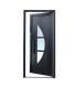 Porta de entrada PVC VEKA PLUS 6 por medida Luna bicolor antracite vista do exterior aberta com abertura à direita