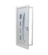 Porta de entrada PVC VEKA PLUS 6 por medida Verona branca vista do interior aberta com abertura à direita