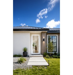 Porta Exterior PVC Vidro Duplo Transparente 90x200cm Esquerda