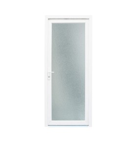 Porta de exterior em pvc com vidro duplo fosco com relevo 90x200cm com abertura direita
