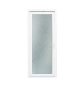 Porta exterior em PVC com vidro duplo fosco com relevo de 90x200cm com abertura esquerda