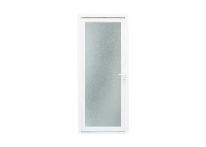 Porta exterior em PVC com vidro duplo fosco com relevo por medida com abertura esquerda
