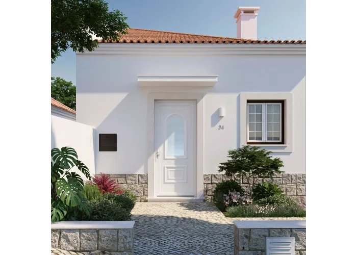 Ambiente casa com a porta de Entrada PVC VEKA PLUS 5 por Medida – Roma Branca direita