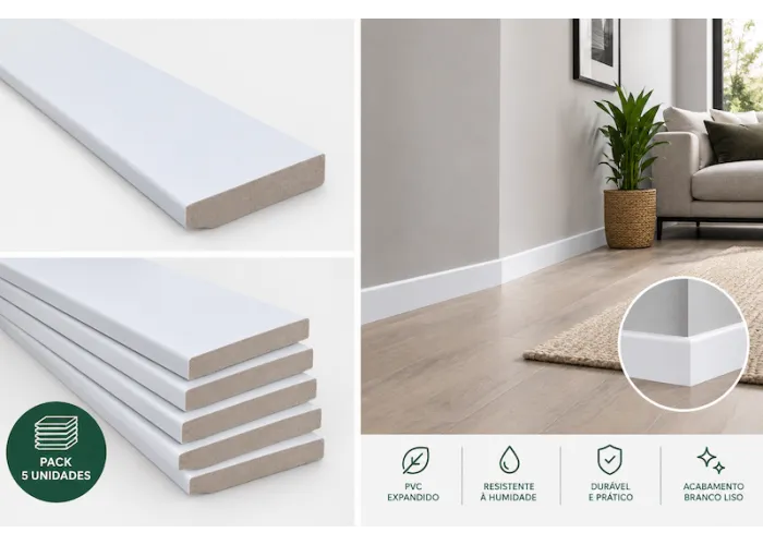 Rodapé Branco PVC Expandido | Bricoweb