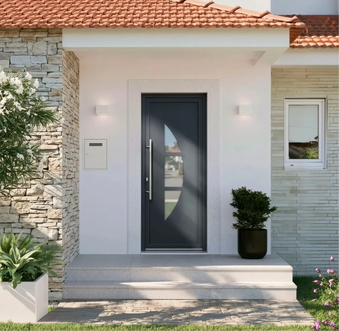 Porta de entrada em PVC VEKA Plus 6 antracite, por medida